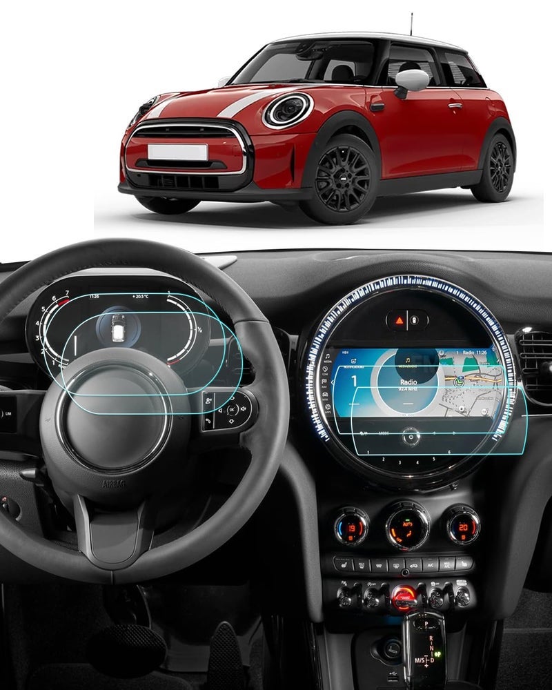 BIXUAN 4 Pack Screen Protector for 2022-2024 Mini Cooper F55 F56 F57/Mini Countryman/Mini Clubman/Electric Hardtop Accessories Navigation+Dashboard 8.8 Inch Touch Screen Nano Film Anti-Fingerprint - Image 1